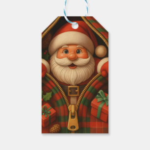 Plaid Santa Claus Christmas Design Gift Tags