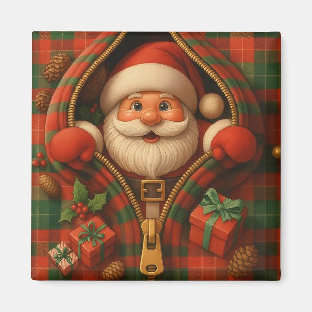 Plaid Santa Claus Christmas Design  Magnet (Front)