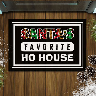 Plaid Santa's Favourite Ho House Funny Christmas Doormat