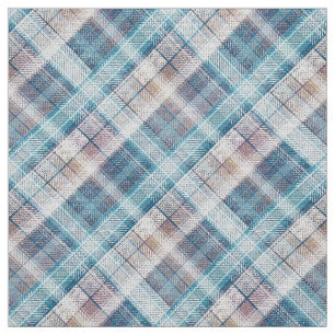 Plaid Scottish tartan blue grey classic retro Fabric