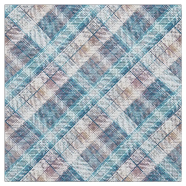 Plaid Scottish tartan blue grey classic retro Fabric (Swatch)