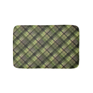 Plaid Scottish tartan green black classic Bath Mat