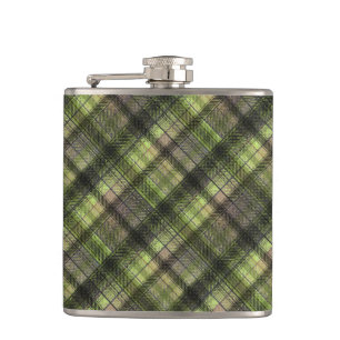 Plaid Scottish tartan green black classic Hip Flask