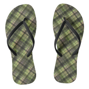 Plaid Scottish tartan green black classic Jandals