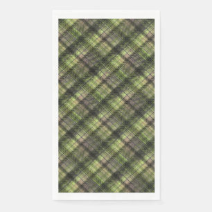 Plaid Scottish tartan green black classic Napkin