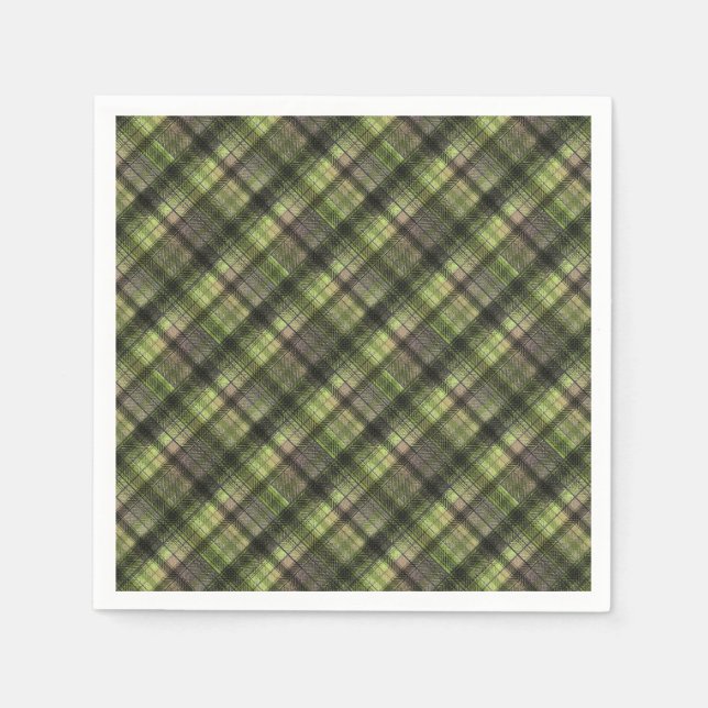 Plaid Scottish tartan green black classic Napkin (Front)