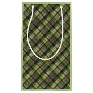Plaid Scottish tartan green black classic Small Gift Bag