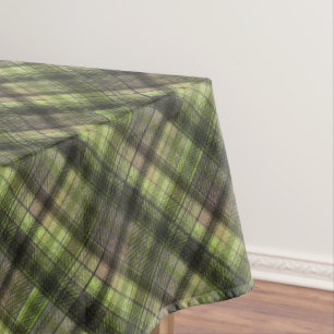 Plaid Scottish tartan green black classic Tablecloth