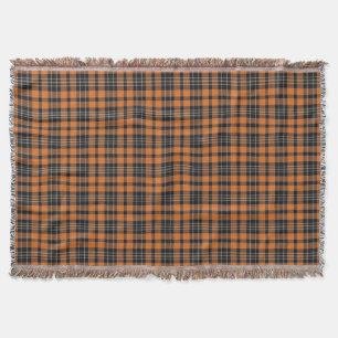 Plaid Scottish Tartan Orange Black Pattern Throw Blanket