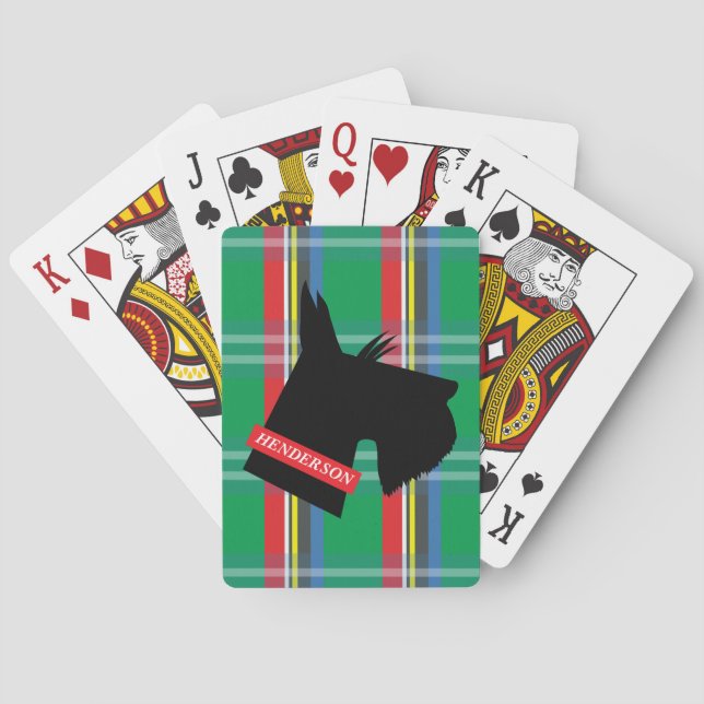 Plaid Scottish Terrier Personalised Playing Cards (Back)