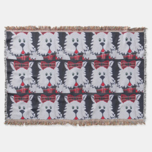 plaid scottish terrier puppy dog throw blanket