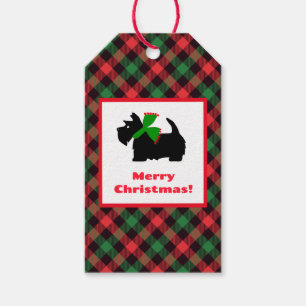 Plaid Scotty Dog Merry Christmas  Gift Tags