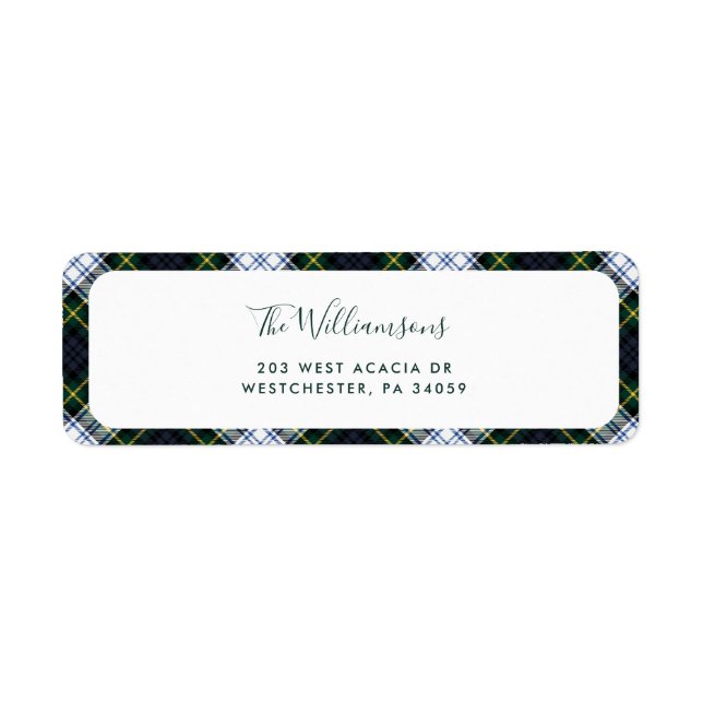 Plaid Script Christmas Holiday Return Address (Front)