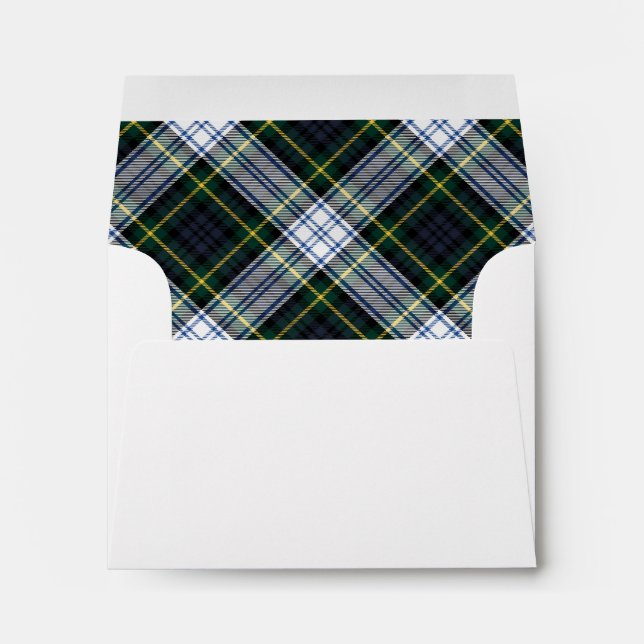 Plaid Script Christmas Return Address Custom Envelope (Back (Bottom))