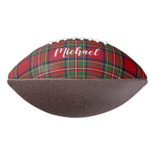 Plaid Script Red Green Tartan Personalised Football