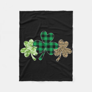 Plaid Shamrock Shirt Leopard Camouflage Fun St Pat Fleece Blanket