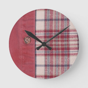 Plaid Shirt / Flannel Shirt pattern Round Clock