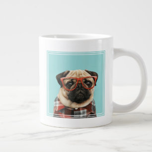 Plaid Shirt Pug Large Coffee Mug
