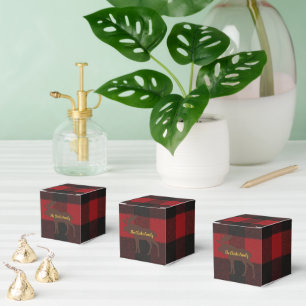 Plaid Ski Lodge Moose Holiday Party Favour Box