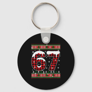 Plaid Snowflake Six Seven Christmas 67 Meme Key Ring