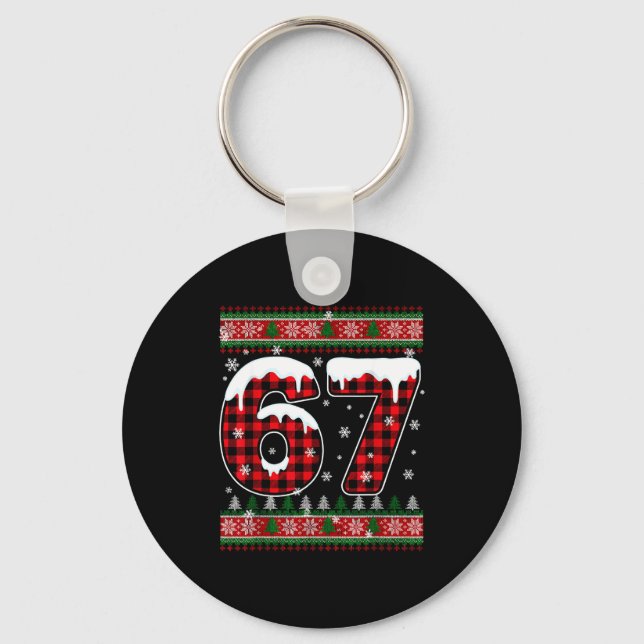 Plaid Snowflake Six Seven Christmas 67 Meme  Key Ring (Front)