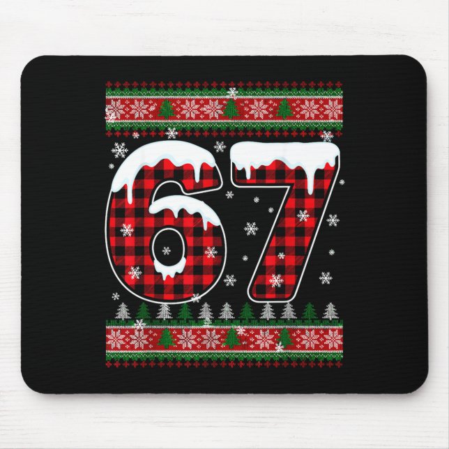 Plaid Snowflake Six Seven Christmas 67 Meme  Mouse Pad (Front)