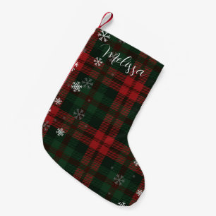 Plaid Snowflakes Christmas Holidays Personalised Small Christmas Stocking
