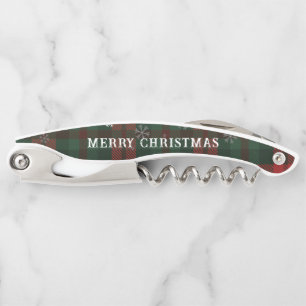 Plaid Snowflakes Merry Christmas Classic  Corkscrew