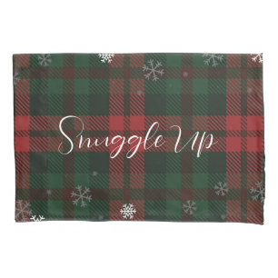 Plaid Snowflakes Pattern Christmas Holiday Rustic Pillowcase