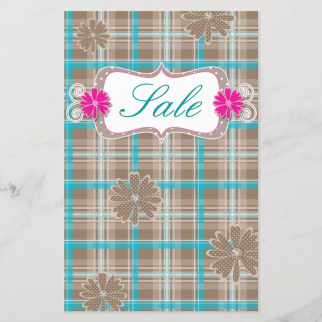 Plaid Spring Sale Flyer Daisy Flowers (Front)