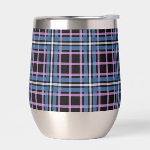 Plaid Stemless Wine Tumbler – Blue & Lavender