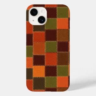 Plaid-style faux leather patchwork Case-Mate iPhone 14 case