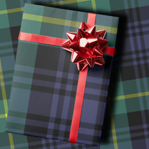 plaid Stylish Navy Christmas Wrapping Paper