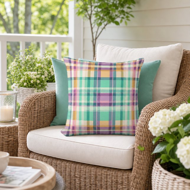 Plaid Summer Green Purple  Cushion (Creator Uploaded)