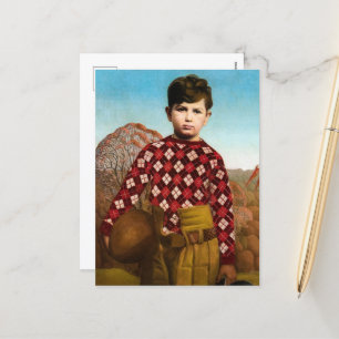 Plaid Sweater by Grant Wood Holiday Postcard