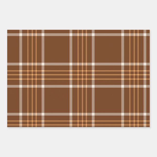  Plaid tartan Autumn Brown and beige Pattern  Wrapping Paper Sheet (Front)