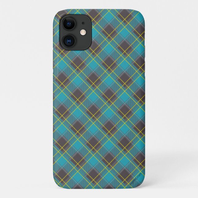 Plaid Tartan Blue Yellow Grey Trendy Case-Mate iPhone Case (Back)