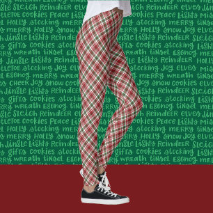 Plaid Tartan Christmas Red & Green Holiday Comfort Leggings