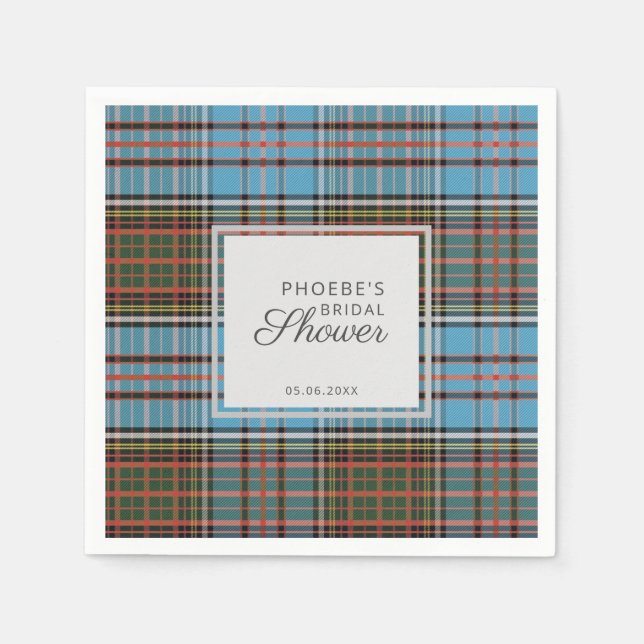 Plaid Tartan Clan Anderson Custom Bridal Shower Napkin (Front)