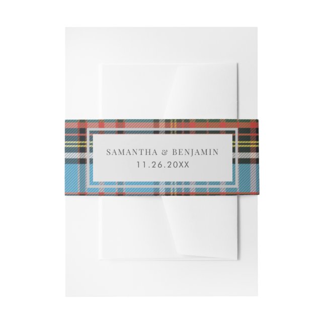 Plaid Tartan Clan Anderson Rustic Wedding Custom Invitation Belly Band (Front Example)