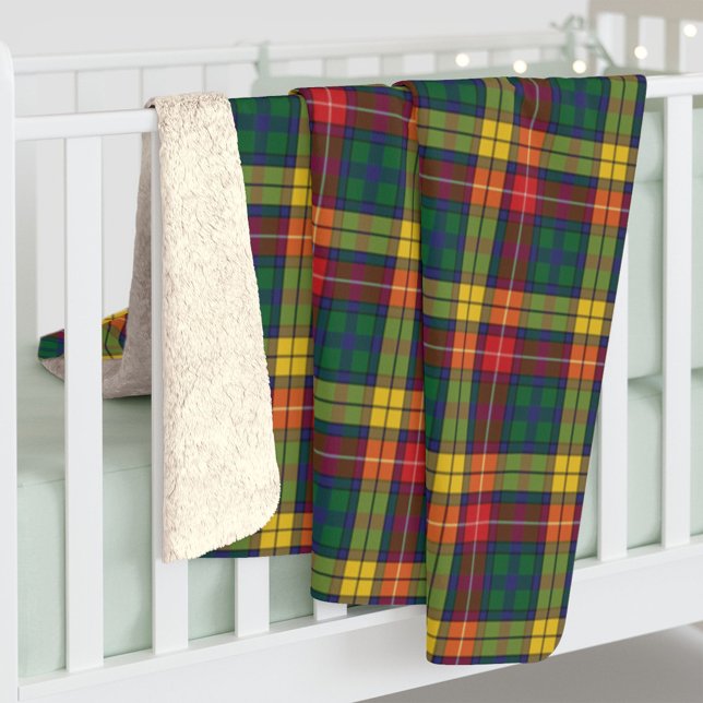 Plaid Tartan Clan Buchanan Red Yellow Green Check Sherpa Blanket (Creator Uploaded)