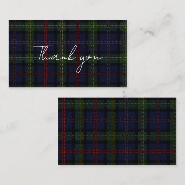 Plaid Tartan Clan Malcolm Rustic Thank You Card (Front/Back)