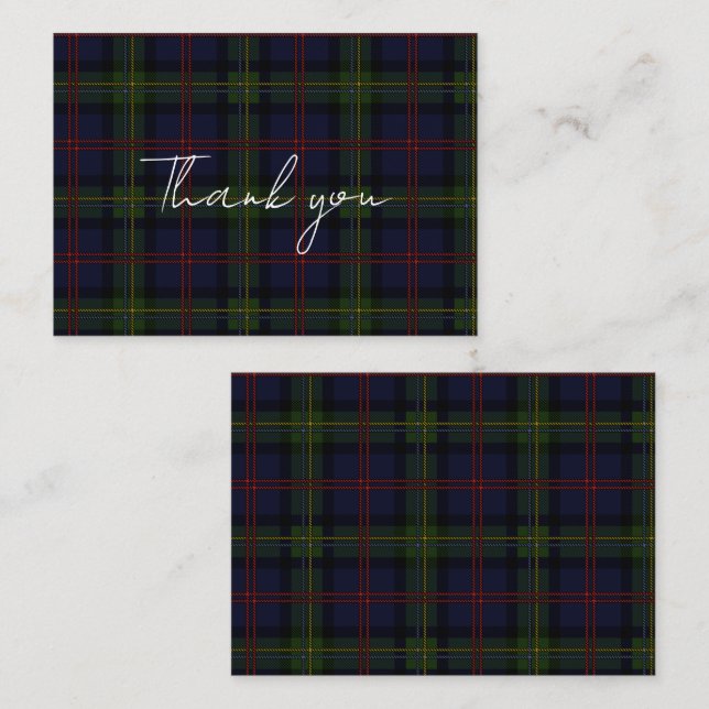 Plaid Tartan Clan Malcolm Rustic Thank You Card (Front/Back)