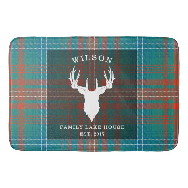 Plaid Tartan Clan Wilson Family Lake House Bath Mat (Front)
