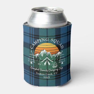 Plaid Tartan Family Camping Squad Campbell Retro Can Cooler