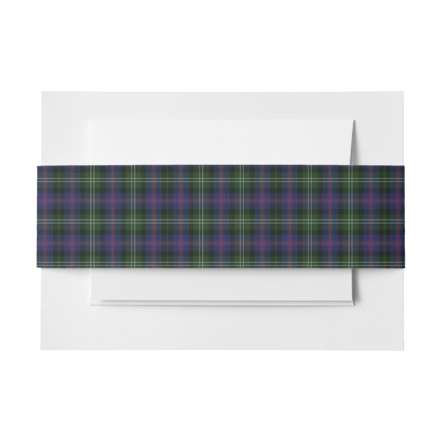 Plaid Tartan Green Purple Check Clan Sutherland Invitation Belly Band (Front Example)