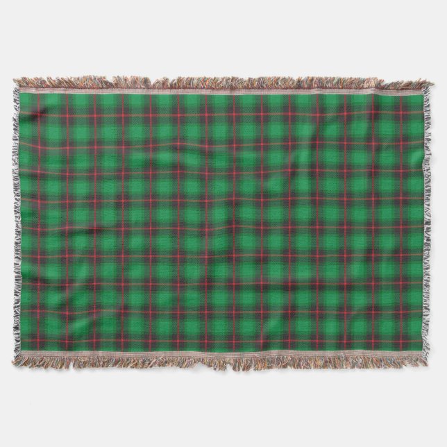 Plaid Tartan Green Traditional Scottish Trendy Throw Blanket (Front)