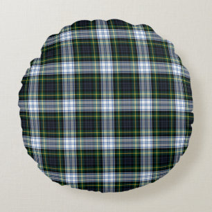 Plaid Tartan Green White Check Housewarming Host Round Cushion