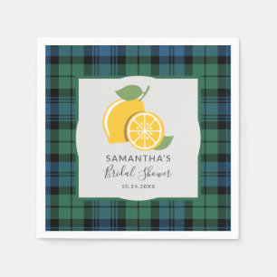 Plaid Tartan Lemon Citrus Bridal Shower Rustic Napkin