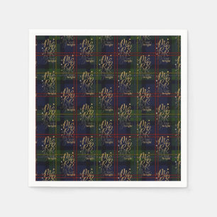 Plaid Tartan Merry and Bright Christmas Holiday Napkin